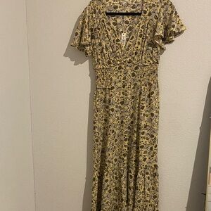 Max Studio Floral Print Maxi Dress - Yellow and Black